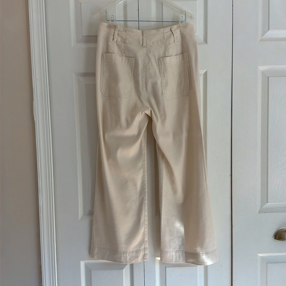 Maeve The Colette Cream Chalk Wide Leg Crop Pant 28 - Picture 4 of 9